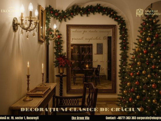 Decoratiuni de craciun în stil interbelic la Eko Group Vila: eleganța nobiliară a Crăciunului anilor ’30